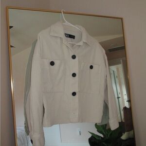 Zara Cream Utility Jacket Structured Tailored Look